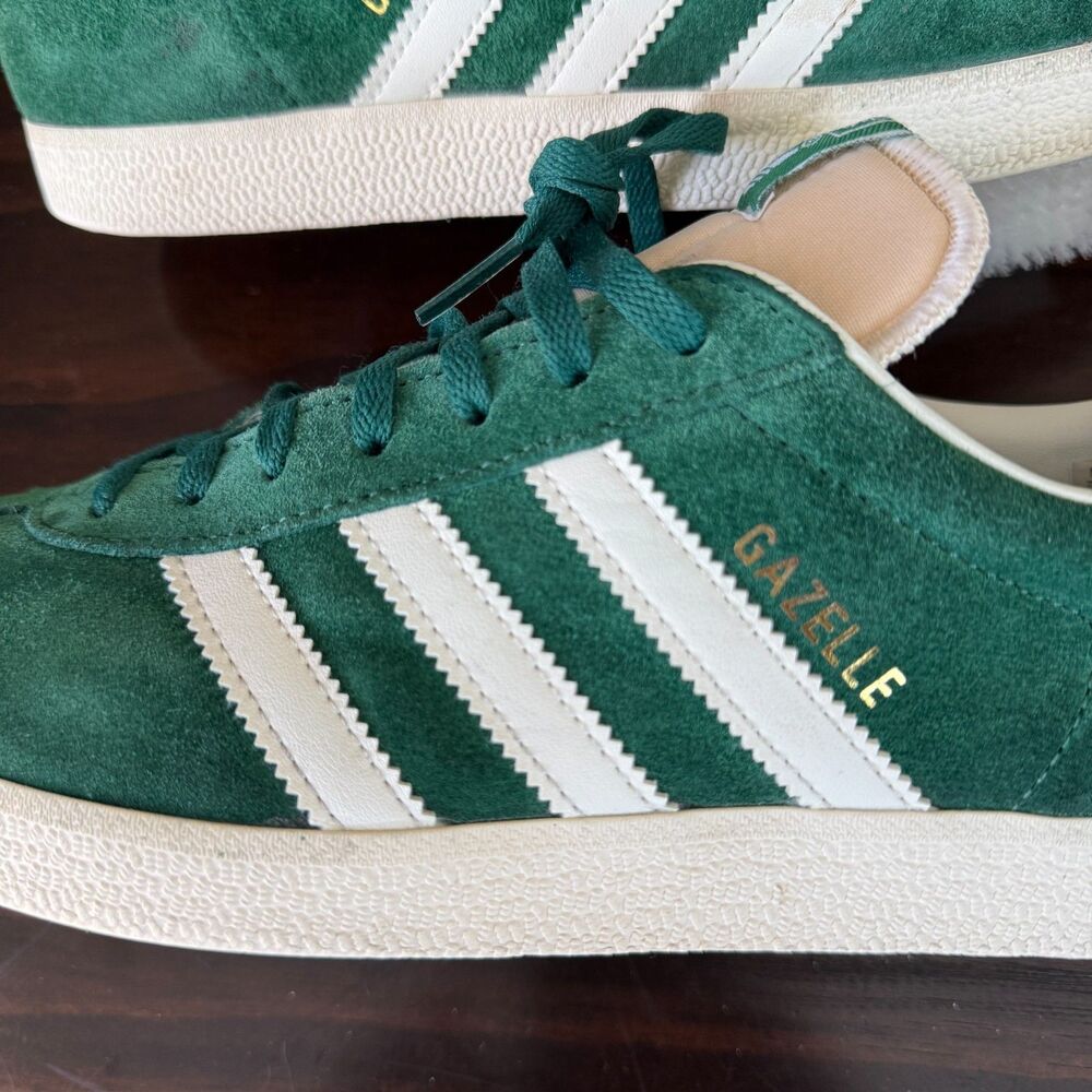 Size 10.5 - Adidas Gazelle GY7338 Sneaker Men's Dark Green Suede Lifestyle Shoes - Picture 9 of 13